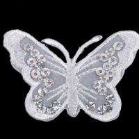 Nažehľovačka - Motýľ jemný s flitrami - Biela 01