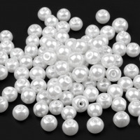 Voskované perly - Ø6 mm - 50g - 01B - biela