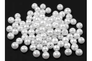 Voskované perly - Ø6 mm - 50g - 01B - biela