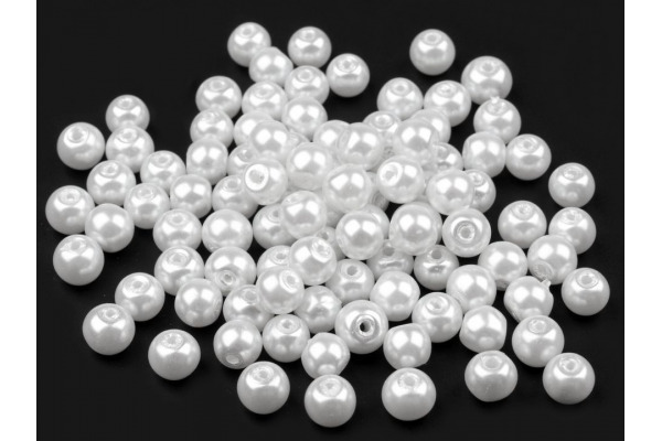 Voskované perly - Ø6 mm - 50g / Voskované perly - Ø6 mm - 50g - 01B - biela