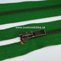 Zips vetrovkový, kosticový - KOV - 60 cm - Trávovo zelená 30