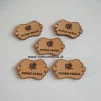 Handmade štítok - RUČNÁ PRÁCA - Obláčik - s klbkom vlny - Béžová 01B