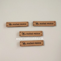 Handmade štítok - RUČNÁ PRÁCA - s vtáčikom - Béžová 01D