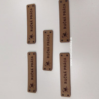 Handmade štítok - RUČNÁ PRÁCA - s vtáčikom - Svetlohnedá 02