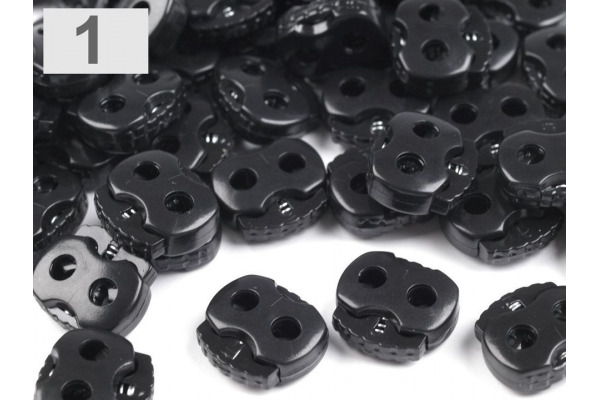 Brzdičky s dvoma dierkami 15x15 mm / Brzdičky s dvoma dierkami 15x15 mm - Čierna 01