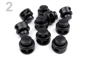 Brzdičky s dvoma dierkami - guľaté 13x15 mm - Čierna 02
