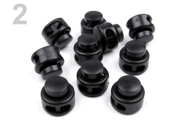 Brzdičky s dvoma dierkami - guľaté 13x15 mm / Brzdičky s dvoma dierkami - guľaté 13x15 mm - Čierna 02