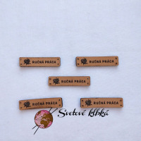 Handmade štítok - RUČNÁ PRÁCA - Obdĺžnik - s klbkom vlny - Béžová 01E