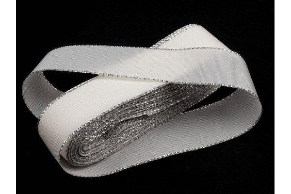 Stuha taftová vianočná - 25 mm - zväzok po 10 m / Stuha taftová vianočná - 25 mm - Strieborná 101