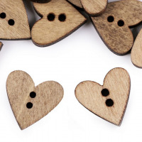 Gombík drevený dekoračný - Srdce - Prírodná tmavá