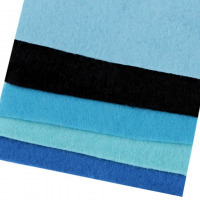 Farebná sada dekoratívnych filcov/plstí 10x45 cm - Modro-čierna 05