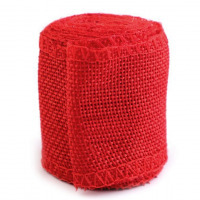 Stuha imitácia juty šírka 50 mm - Červená 03