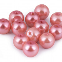 Voskované perly - Ø8 mm - 50g - 63B - ružová korálová