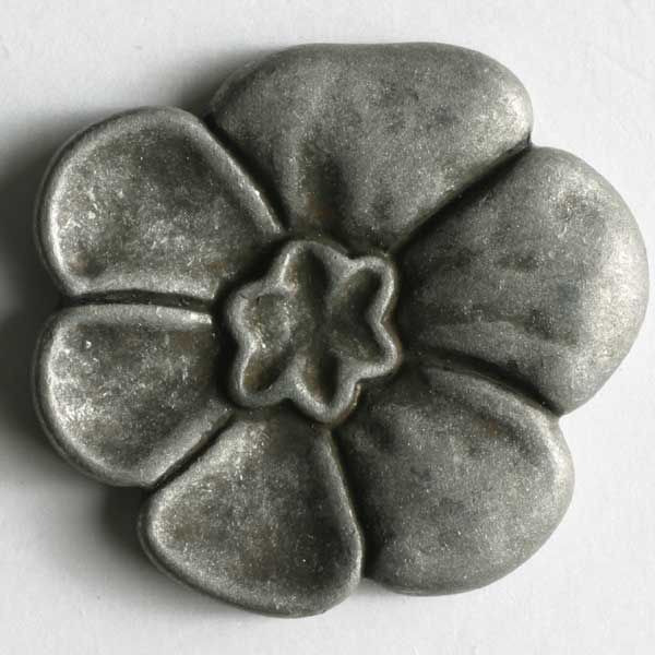 Gombík kovový - kvet - 18 mm - sivá