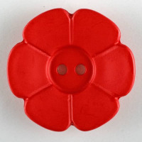 Gombík plastový - Kvet - Ø15 mm - červená