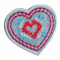 Nažehlovačka - Srdce malé jeansové - červené