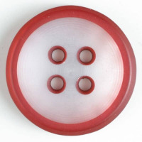 Gombík plastový - štvordierkový, farebný - Ø18mm - Červená