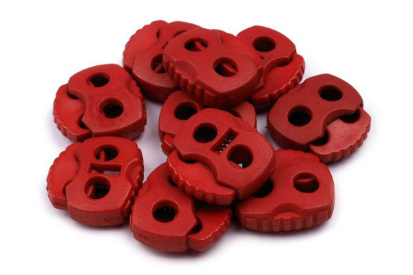 Brzdičky s dvoma dierkami 20x20 mm / Brzdičky s dvoma dierkami 20x20 mm - Červená tmavá 03