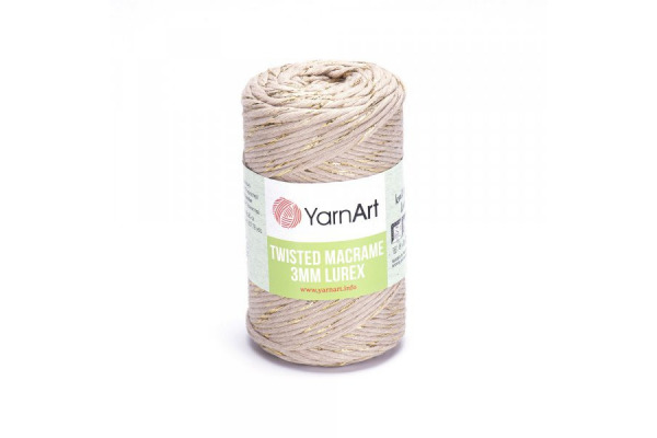 Twisted Macrame Lurex 3mm - 753 béžová-zlatá