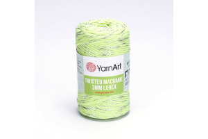 Twisted Macrame Lurex 3mm - 755 - svetlá zelená-strieborná