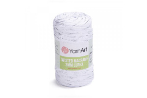 Twisted Macrame Lurex 3mm - 751 biela-strieborná