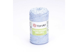 Twisted Macrame Lurex 3mm - 760 modrá svetlá-strieborná