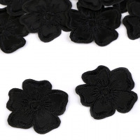 Nažehlovačka - vyšívaný kvet 35mm - Čierna 12