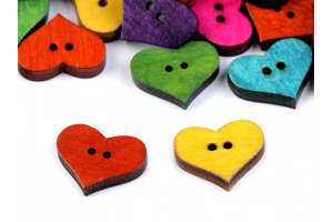 Gombík drevený dekoračný - Srdce - balenie 20 kusov