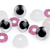 Bezpečnostné oči glitrové Ø20 mm - Ružová svetlá 05