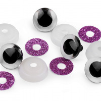 Bezpečnostné oči glitrové Ø20 mm - Fialová 04