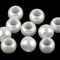 Plastové perly s veľkým prievlakom 11x15mm - Biela 01