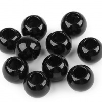 Plastové perly s veľkým prievlakom 11x15mm - Čierna 06
