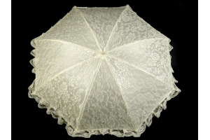 Dáždnik svadobný - s čipkou krémový