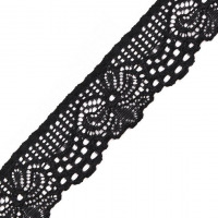 Čipka-krajka elastická  šírka 30 mm - Čierna 04