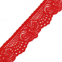 Čipka-krajka elastická  šírka 30 mm - Červená 07