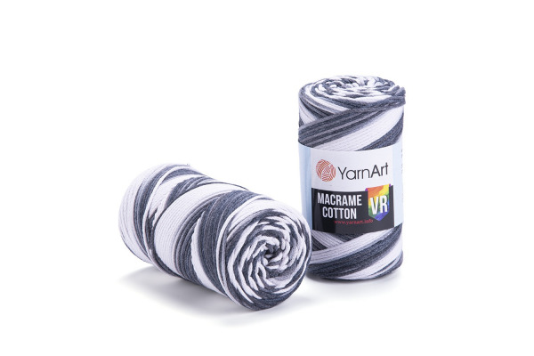 Macrame Cotton VR 910 - biela-šedá