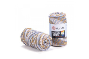 Macrame Cotton VR 918 - modrá-horčicová-biela