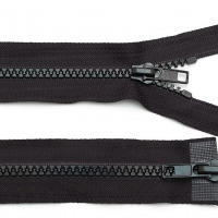 Zips vetrovkový, kosticový 5 mm - UH - dvojcestný 2 jazdce/ 100 cm - Čierna