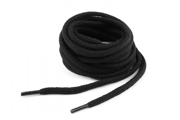 Šnúrky bavlnené do topánok, tenisiek, mikín 120 cm / Šnúrky bavlnené do topánok, tenisiek, mikín 120 cm - Čierna