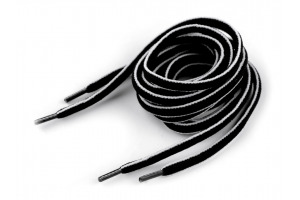 Šnúrky do topánok, tenisiek, mikín - 120 cm - Čierna-biela