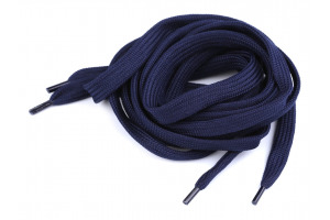 Šnúrky ploché do topánok, tenisiek, mikín 130 cm - Modrá tmavá