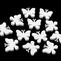 Penová dekorácia - samolepiaci motýľ  - Biela