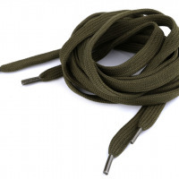 Šnúrky ploché do topánok, tenisiek, mikín 130 cm - Zelená khaki