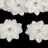 Kvet s korálikmi  Ø 50 mm - Krémová svetlá