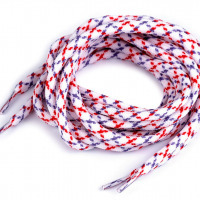 Šnúrky do topánok, tenisiek, mikín - 130 cm - Biela-červená-modrá