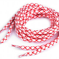 Šnúrky do topánok, tenisiek, mikín - 130 cm - Biela-červená