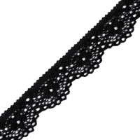 Čipka-krajka elastická  šírka 16 mm - Čierna