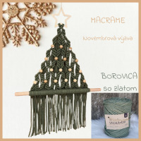 Materiál na vianočný macrame stromček - Borovica so zlatom