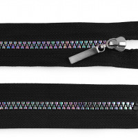 Zips vetrovkový, kosticový - UH - 80 cm - Dúhový čierny 5mm