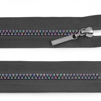Zips vetrovkový, kosticový - UH - 70 cm- Dúhový šedý
